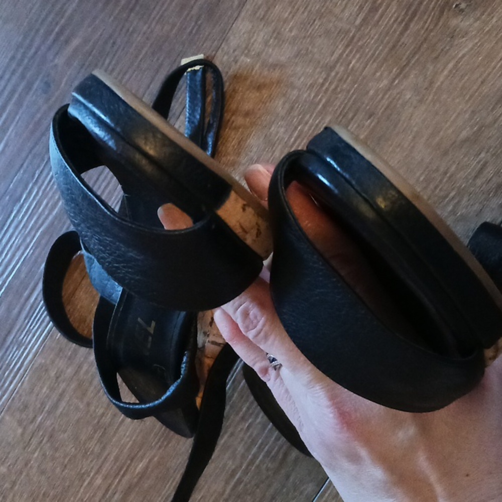 Vintage Chanel Black/ Cork Ankle Strap Sandals Size 36.5/size 6.5 - Picture 13 of 16